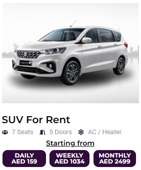 Suv Rental Rate Card