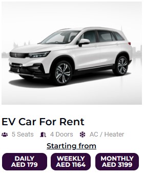 EV Car Rental Rate Card